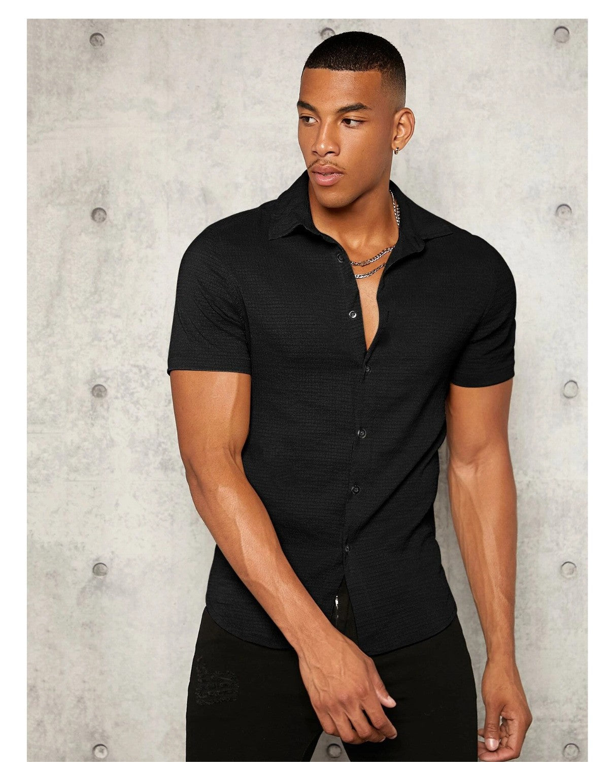 Black Colour Imported Casual Wear Short Sleeve Shirt For Men's
