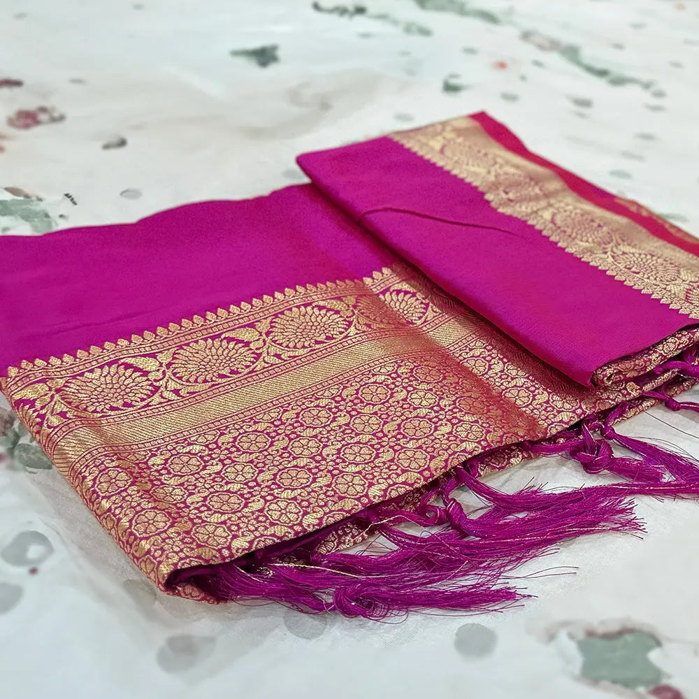 Traditional Silk Dyble Saree Prithi Mondal Pink Saree Bong Kenakata