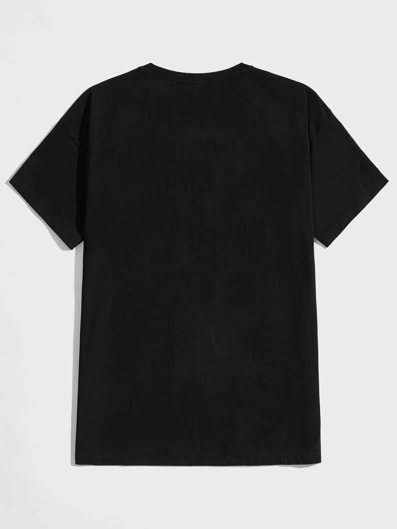 Manlino Men's Black Round Neck Half Sleeve Typography Print T-Shirt